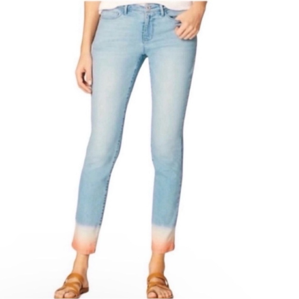 New J Jill Jeans Slim Ankle Size 16 Aerial Wash/Grapefruit Ombre Hem